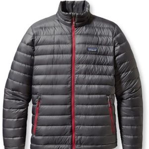 Patagonia Down Jacket. Mens Small-Grey w/ Red Zippers